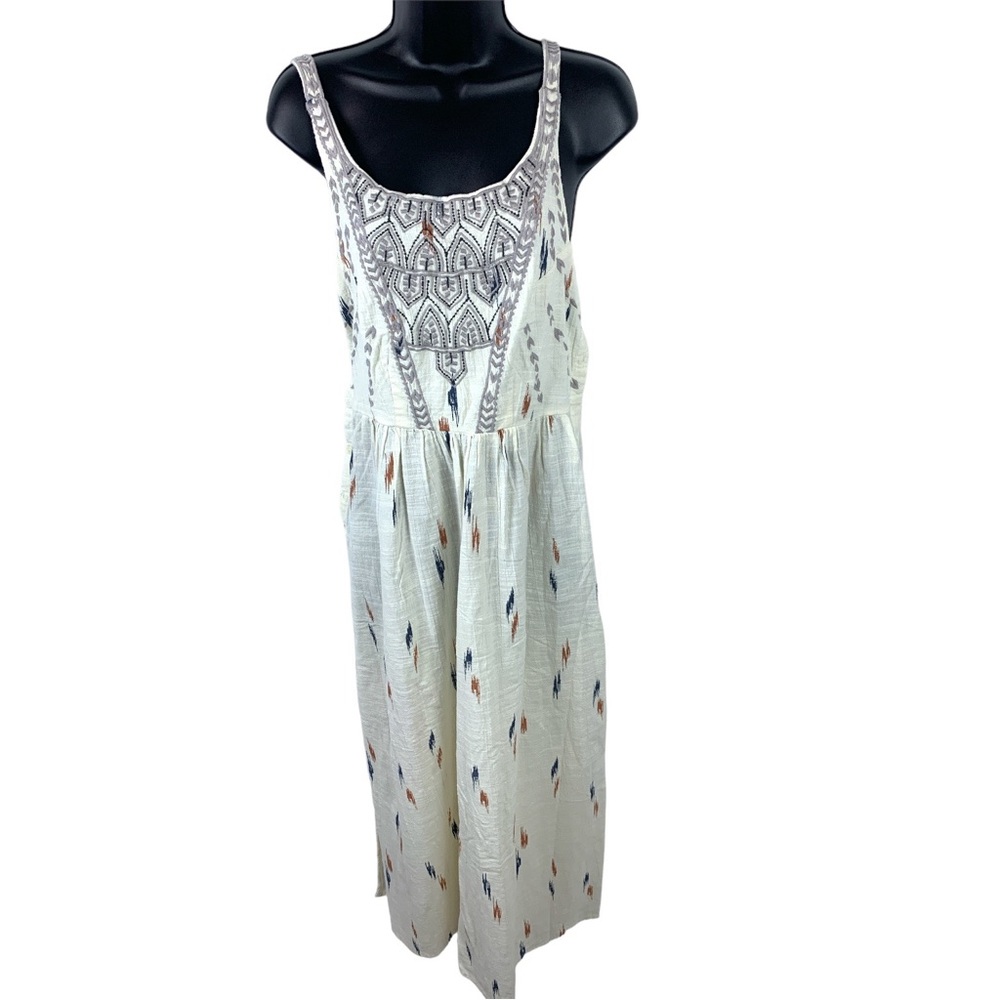 Lucky Brand EMBROIDERED APRON A-LINE MAXI dress
